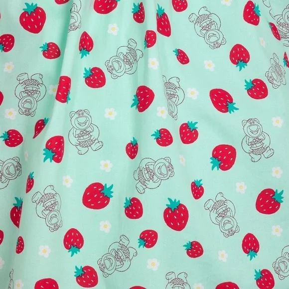 Disney Parks Dress Shop Toy Story Lotso Bear Strawberry Mint Green Dress MEDIUM - Picture 3 of 3